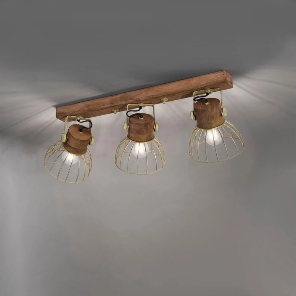 Ceiling lamp Alami Brown brass 3-lights Just Light 4043689976231
