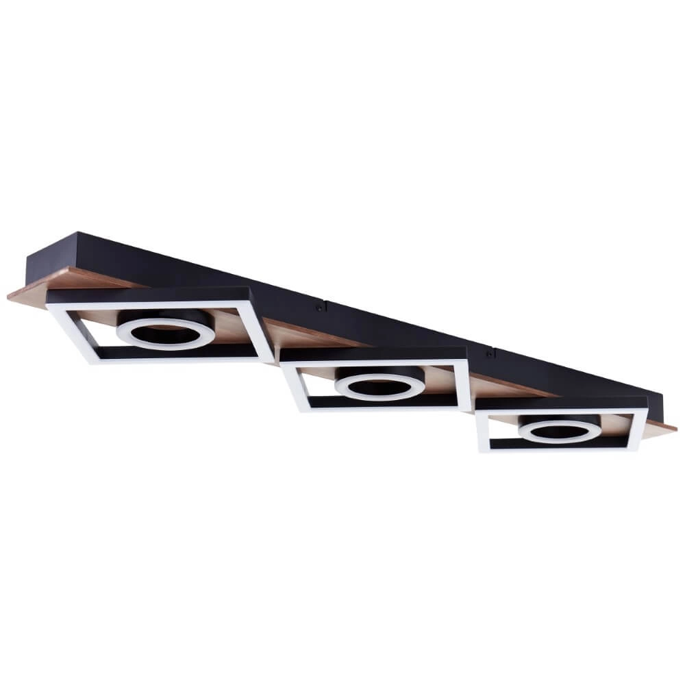 Ceiling lamp black with wood Maureen 88cm Brilliant 4004353435263