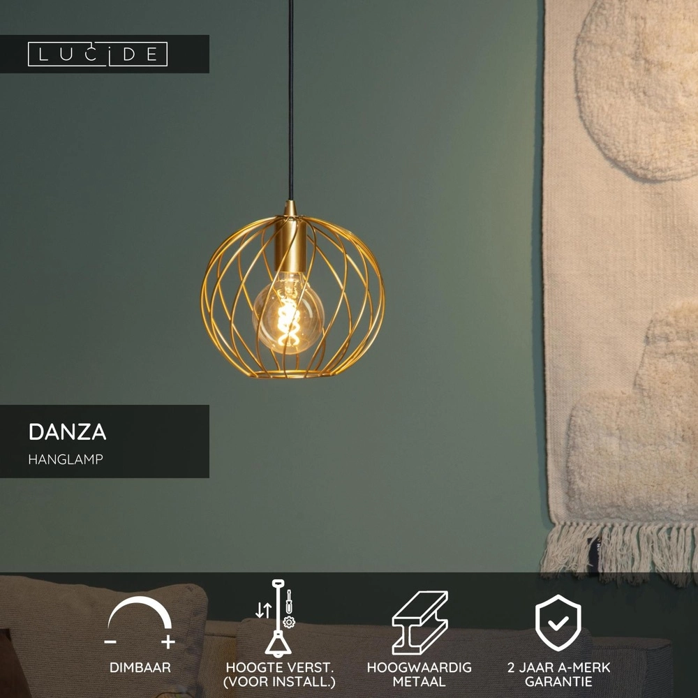 Pendant lamp Danza Ø 25cm gold Lucide 5411212211507