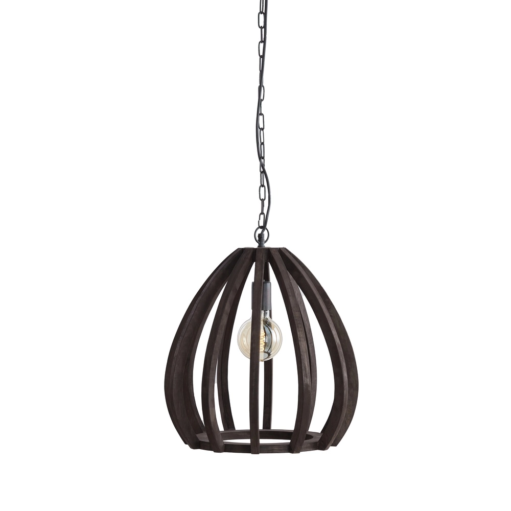 Wooden pendant lamp Barsia Ø 40cm - walnut color Light & Living 8717807701031