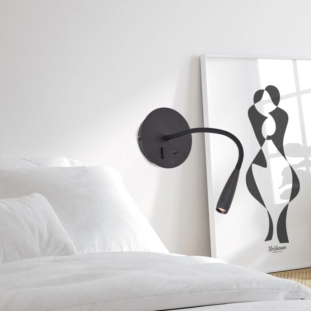 Flexible wall lamp Jutta black Brilliant 4004353425820