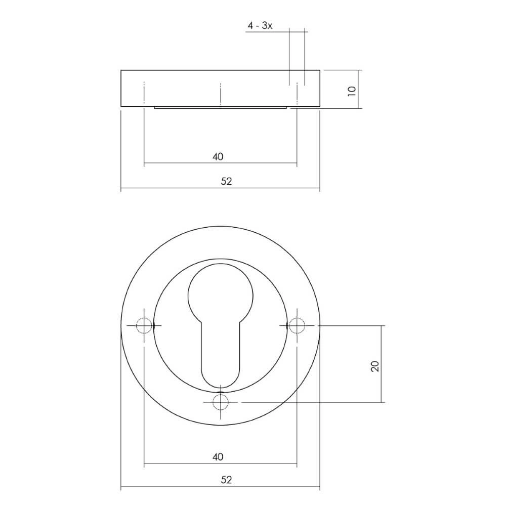 Round rosette Tira Cylinder hole black Intersteel 8714186580042