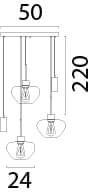 5-light pendant lamp Genua brown with 2x gold glass Ø 24cm and 2x pendant Masterlight 8718121357140