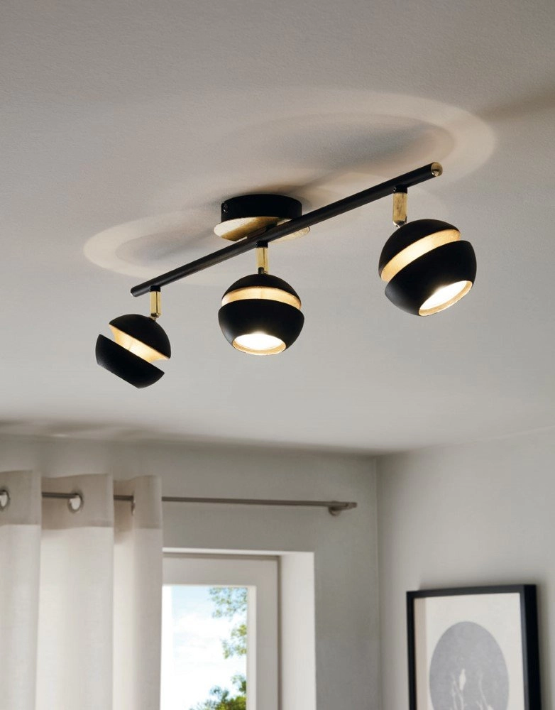 Led ceiling spot Nocito 3-light black with gold Eglo 9002759954840