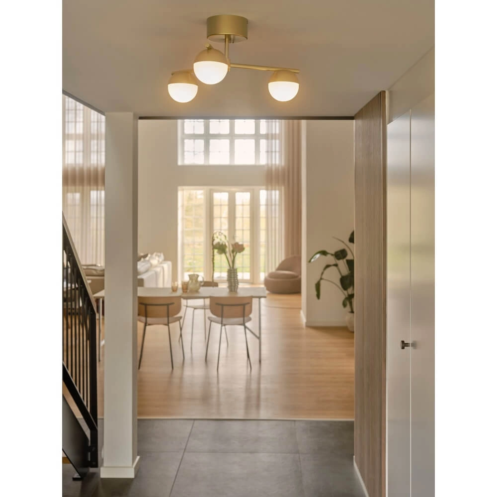 Brass ceiling lamp Contina Design 3-light Nordlux 5704924024313