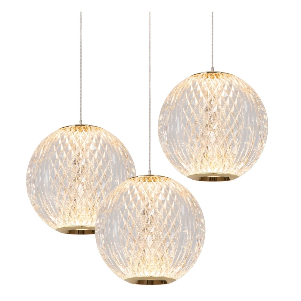Golden pendant lamp Cintra Loft 3-lights Lucide 5411212134394