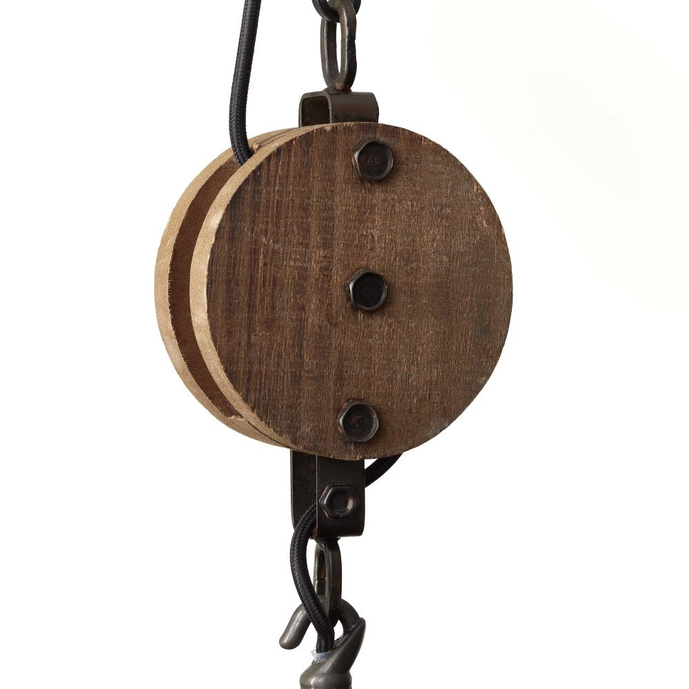 Country Pendant Lamp Matrix Ø 34cm gunmetal with wood Brilliant 4004353317095