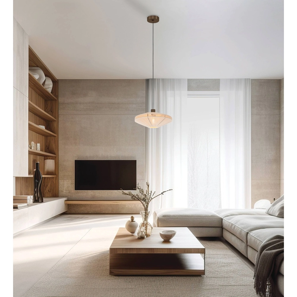 Japandi pendant lamp Orimini Ø 38cm - bronze with cream Eglo 9008606347827