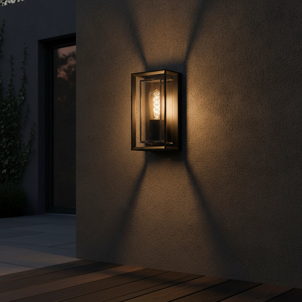 Sleek outdoor lamp Leeds black - E27 - glass