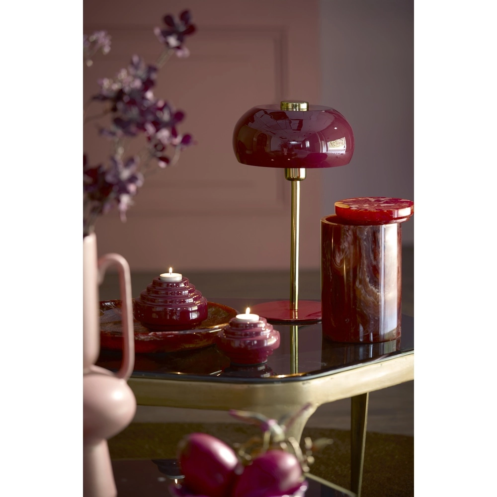 Table lamp Surin Ø 23cm - gloss burgundy with gold Light & Living 8717807743444