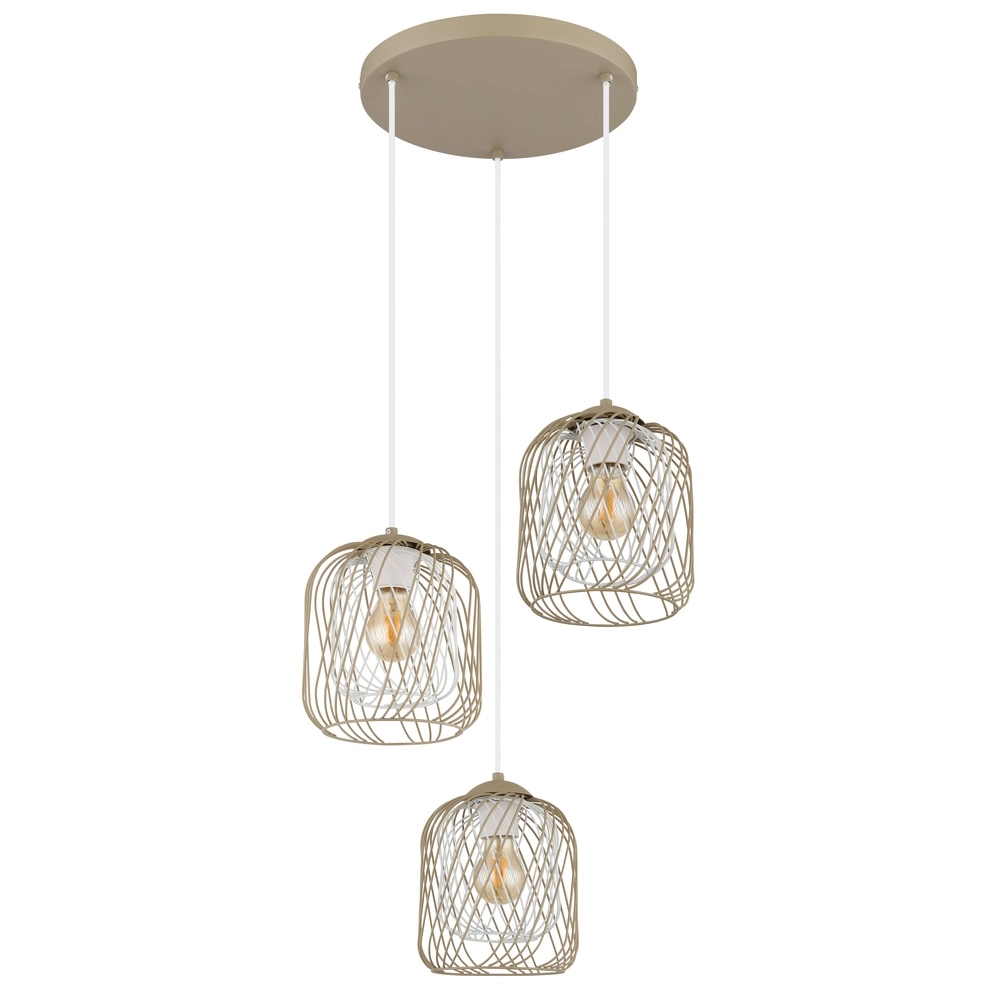 3-light pendant lamp Dichti round sand brown Globo 9007371528356