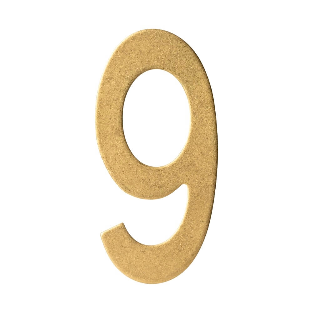 House number 9 Numbra 15cm brass tumbled