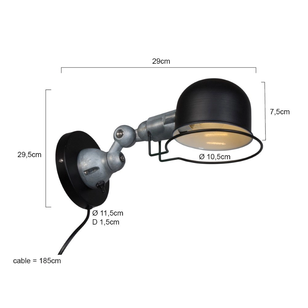 Black Rustic Reading Light Davin Steinhauer 8712746102079