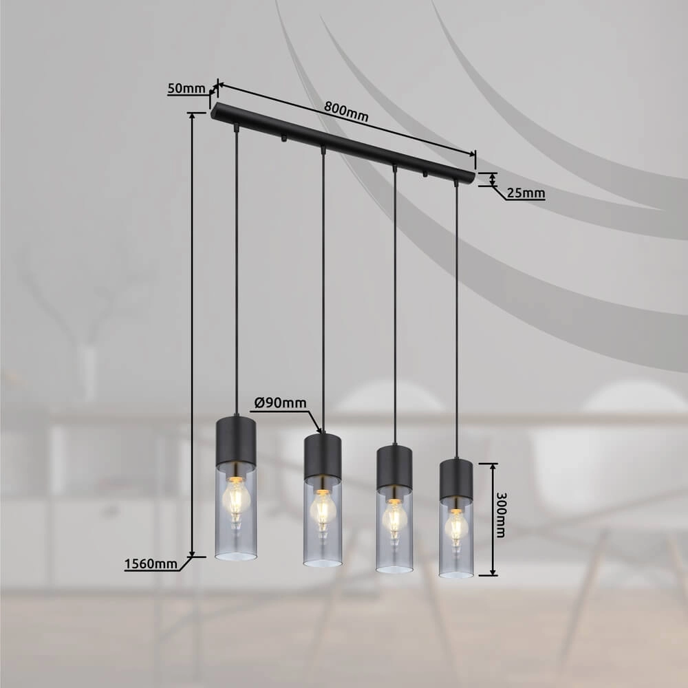 Sleek pendant lamp Annika 4-light Globo 9007371439768