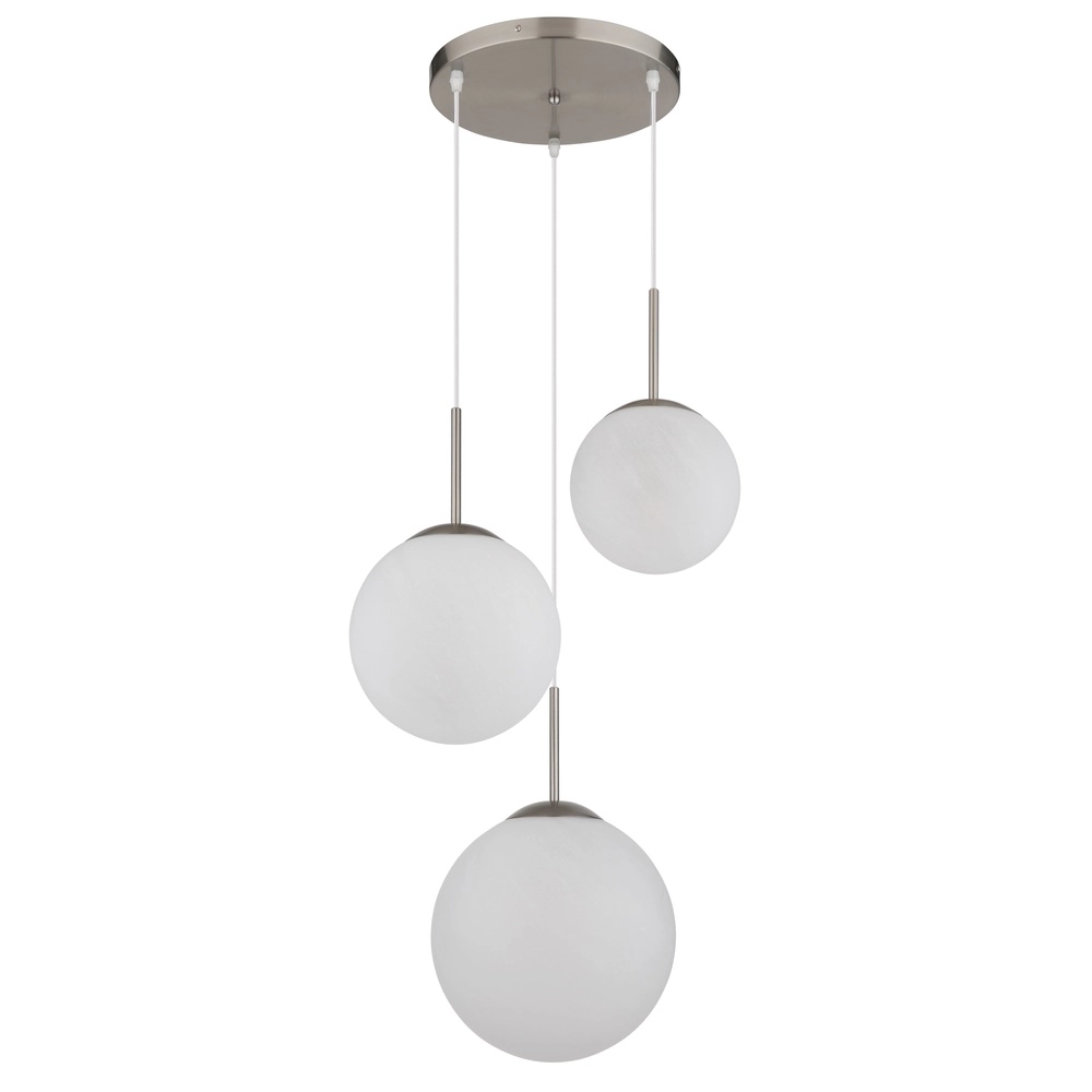 Design pendant lamp Kop nickel 3-light round Globo 9007371513994