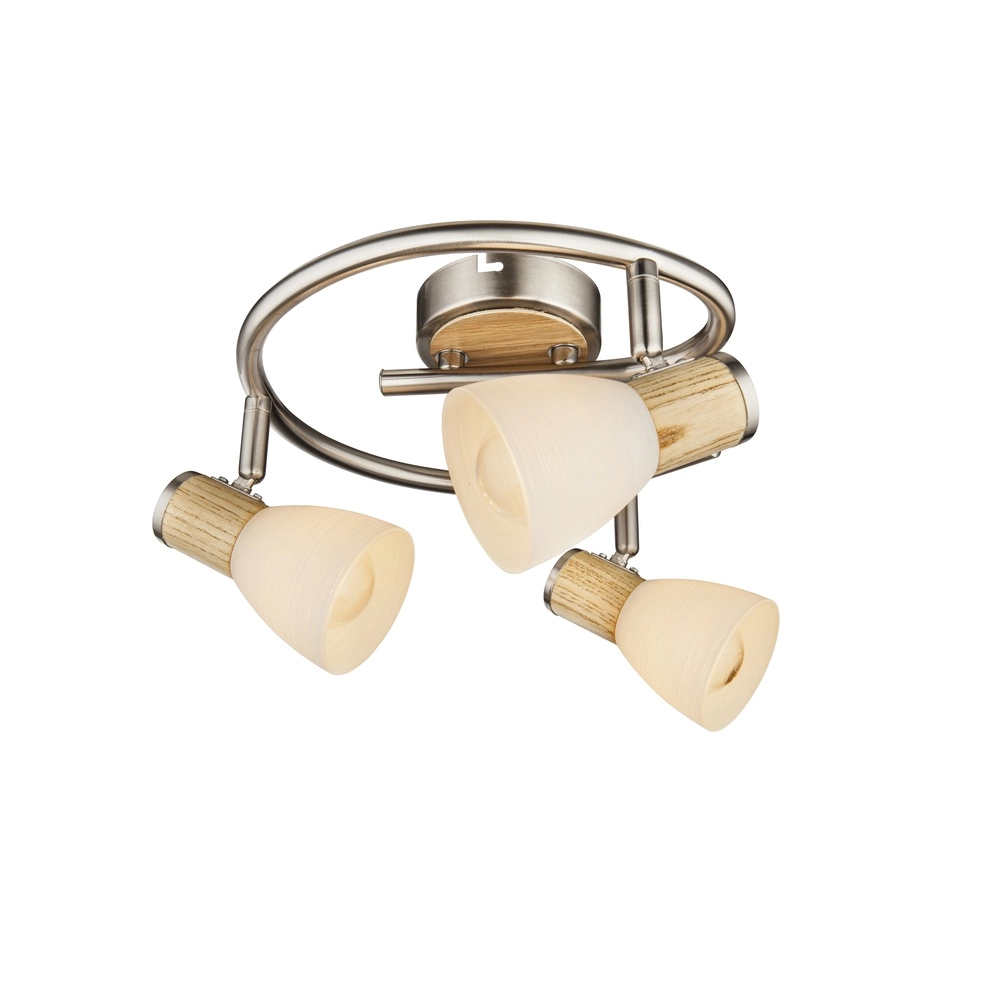 Ceiling lamp Gylfi nickel with wood 3-lights