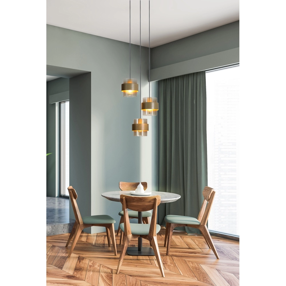 Pendant lamp Royal 3-light sand brown Searchlight 5053423296784