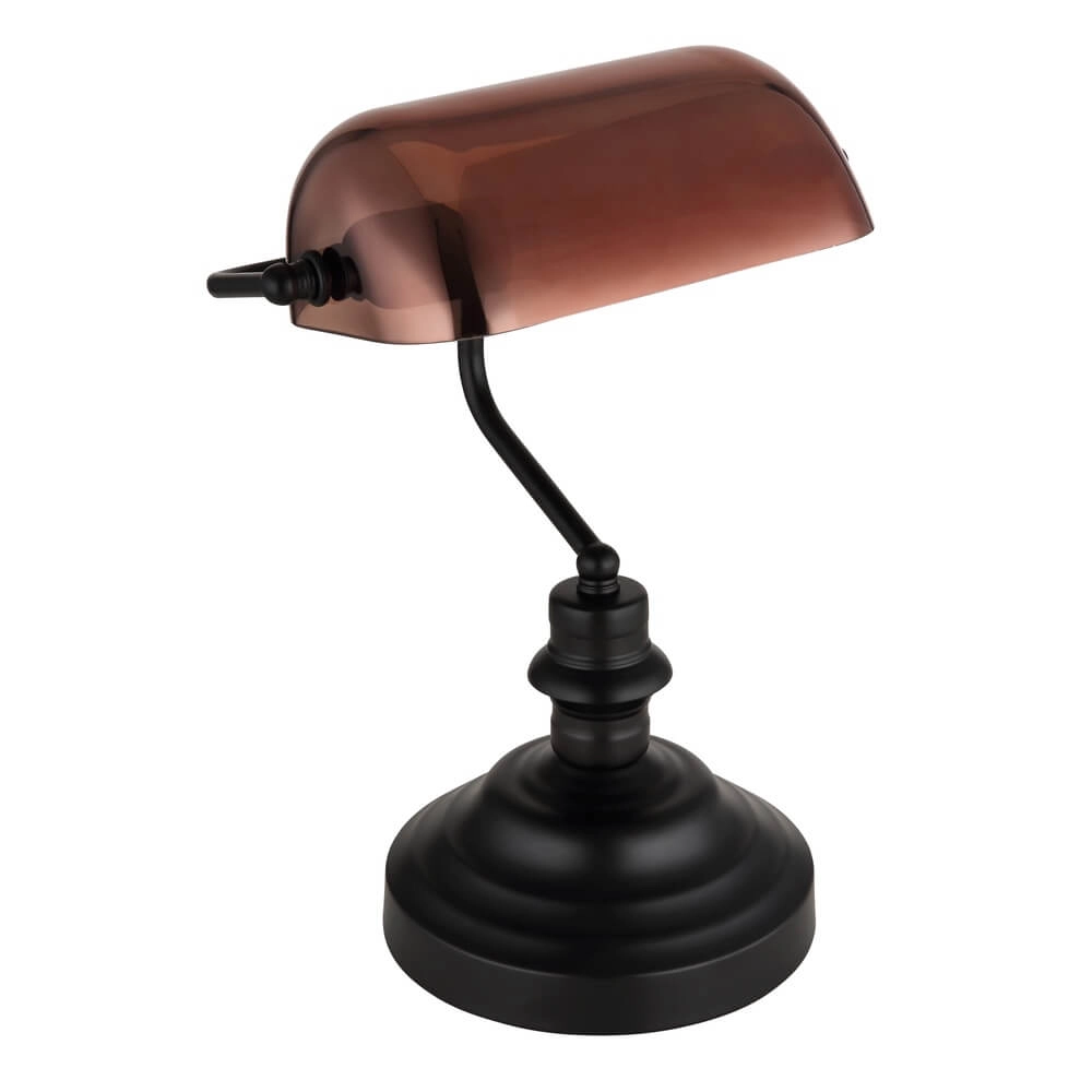 Classic desk lamp Antique black with brown glass Globo 9007371474141