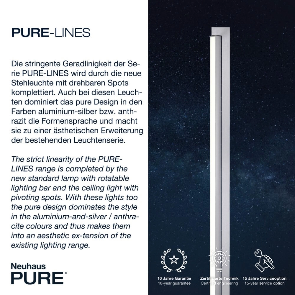 Floor lamp Pure-Lines aluminum Paul Neuhaus 4012248366332
