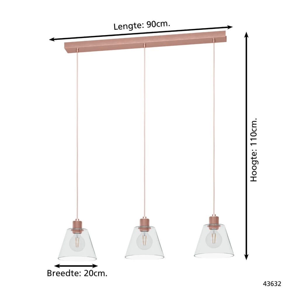 Dining table hanging lamp Copley rose gold Eglo 9002759436322