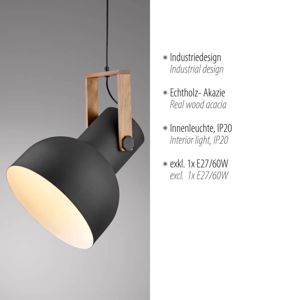 Pendant lamp Cup 2.0 1-light black Just Light 4043689000714