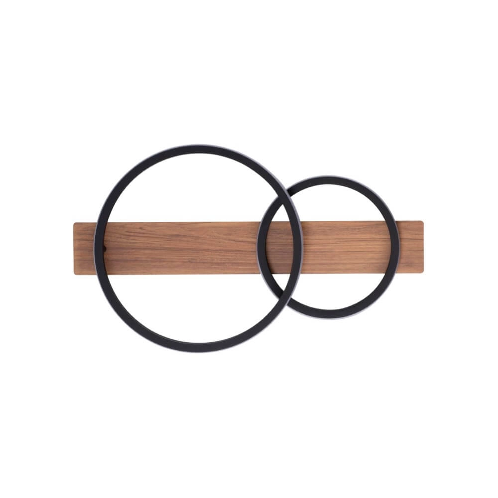 Ceiling lamp Trooper black with wood 53cm Just Light 4043689982188
