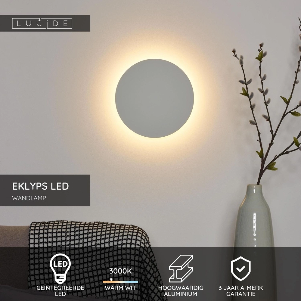Design wall lamp Eklyps Led Ø 25cm white Lucide 5411212460264