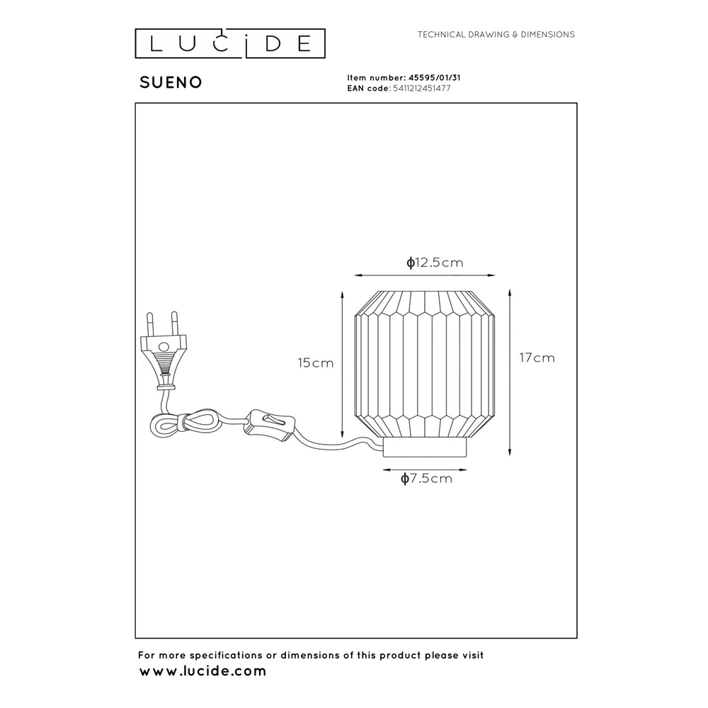 Table lamp Sueno white Lucide 5411212451477