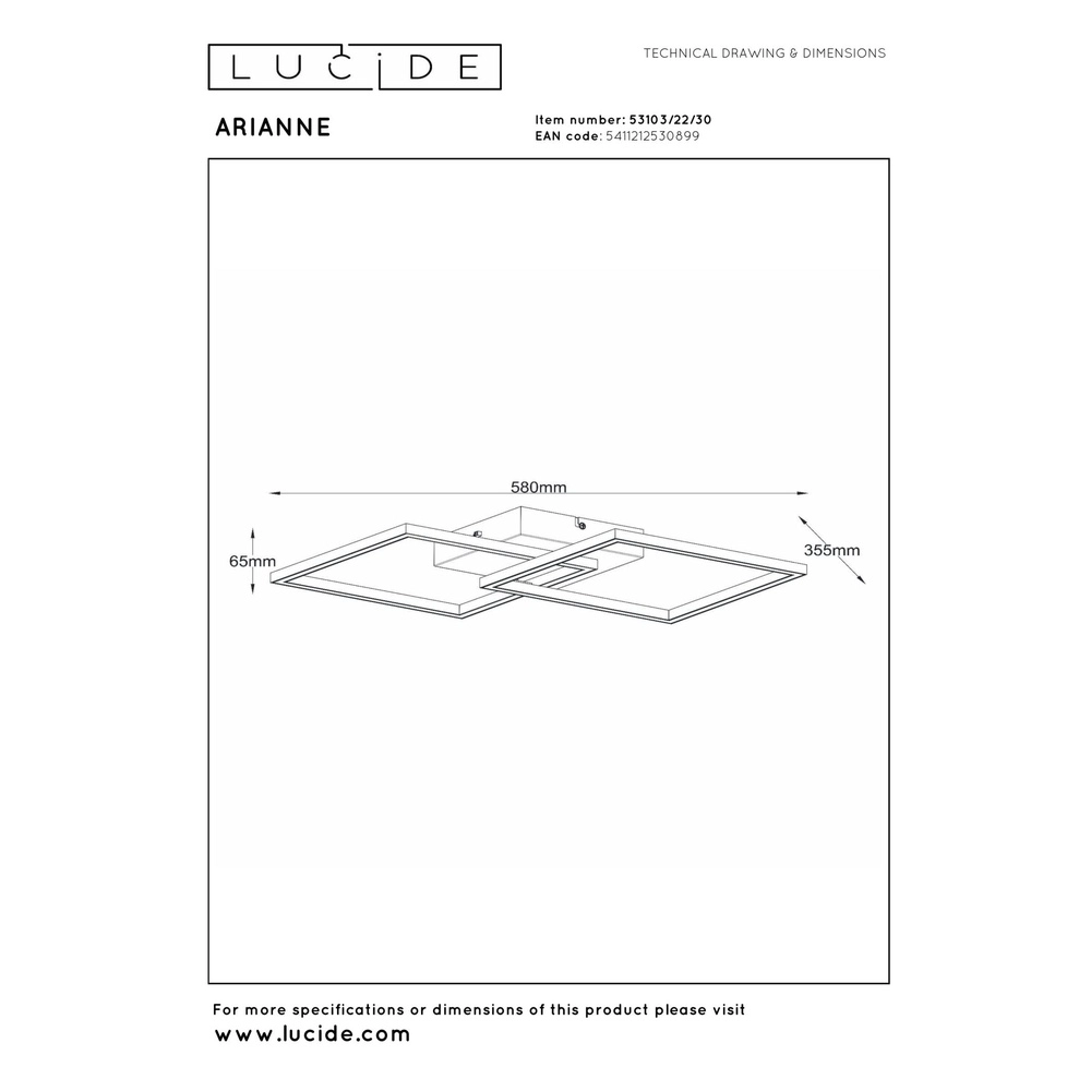 Design ceiling lamp Arianne Black Lucide 5411212530899