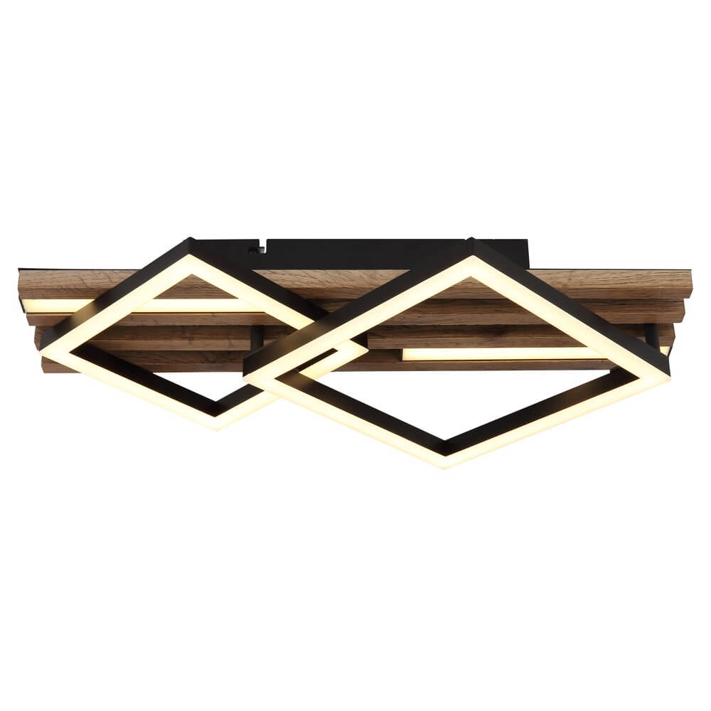 Ceiling lamp Obrien black with wood 2-lightest Globo 9007371512300