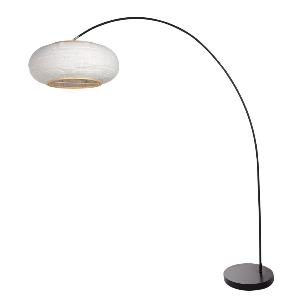 Black arc lamp Solva with white shade Ø35cm Steinhauer 8712746185256