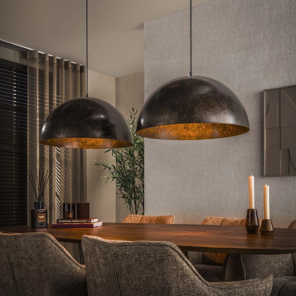 Industrial pendant lamp Dome 2x Ø 60cm - urban brown