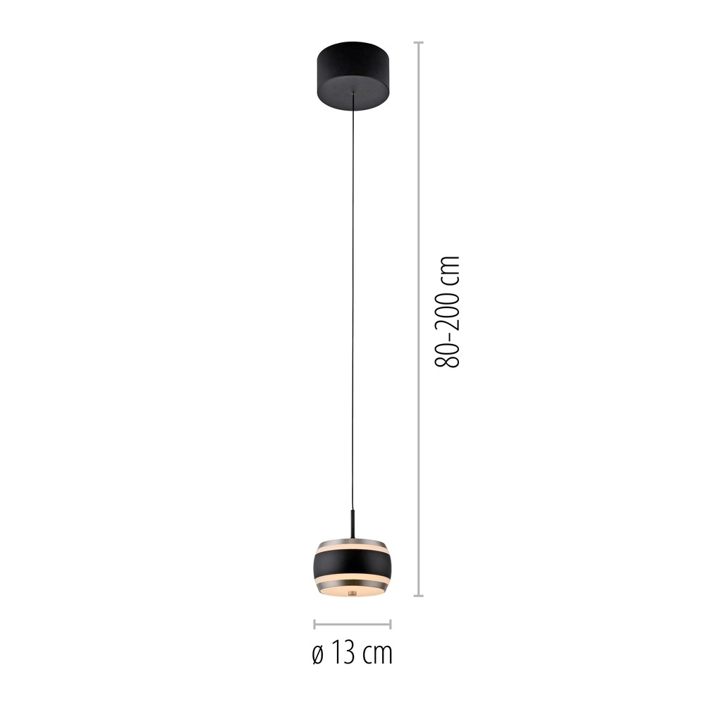 Sleek LED pendant Pure Falling Rings black pearl Paul Neuhaus 4012248396551
