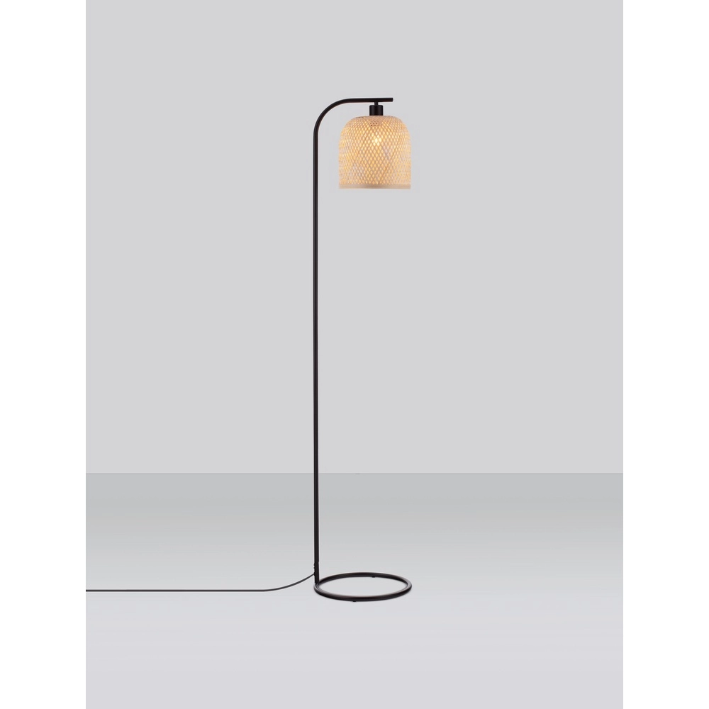 Floor lamp Intra black with bamboo cap