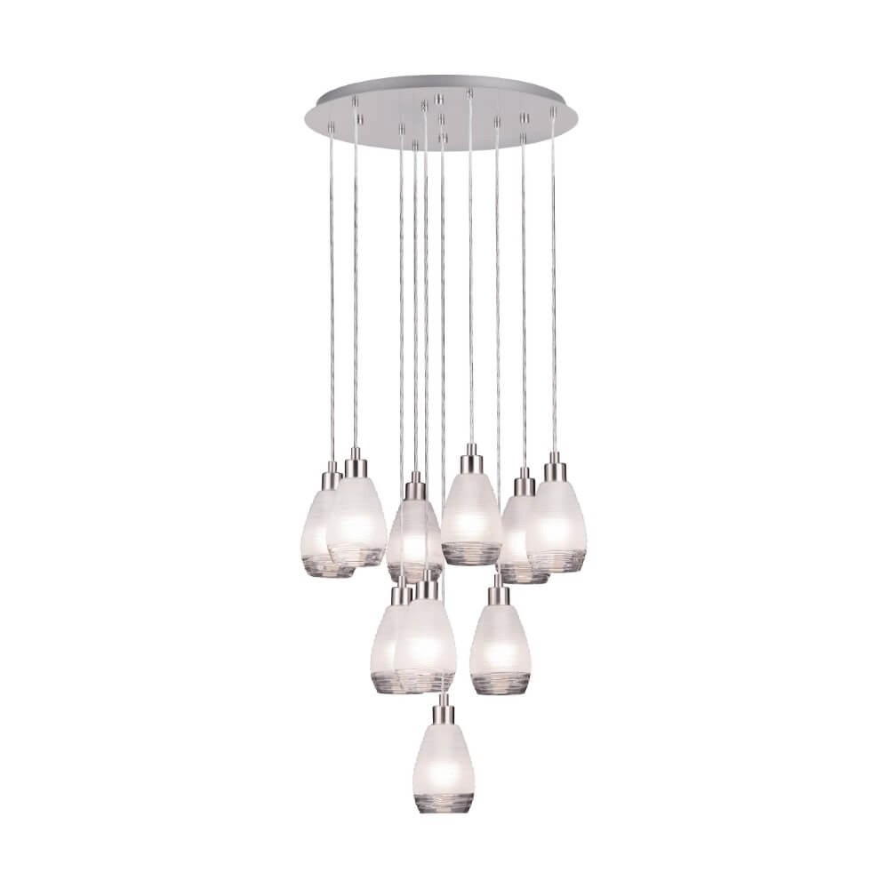 10-light hanging lamp Siracusa nickel