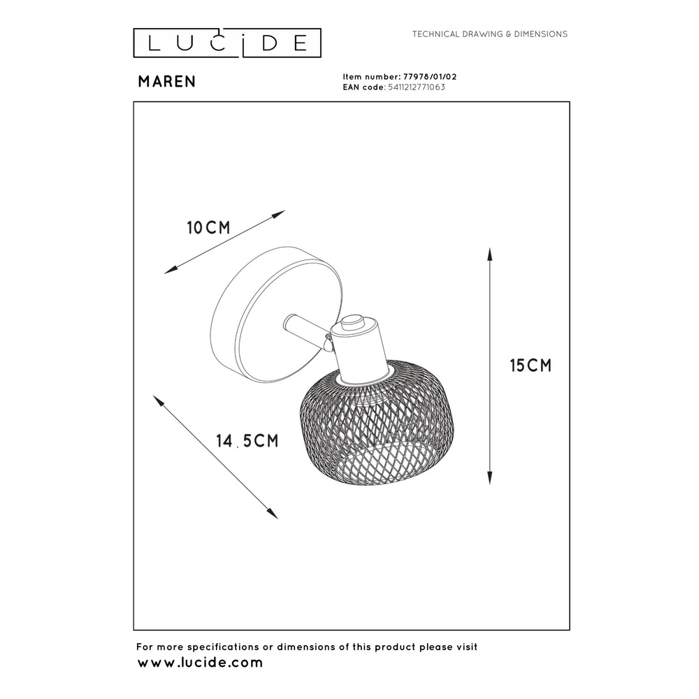 Ceiling light Maren Single gold Lucide 5411212771063