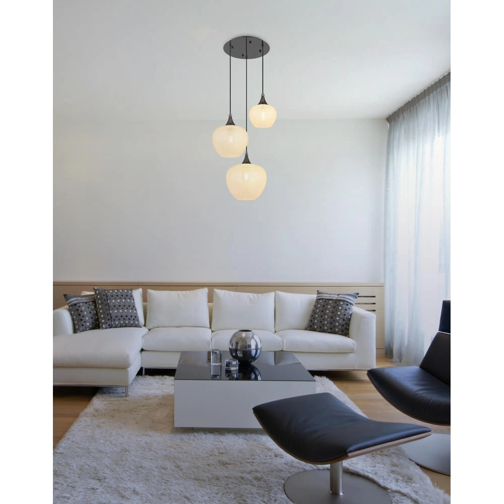Anthracite pendant lamp Maxy with white glass 3-light Ø 49cm Globo 9007371453177