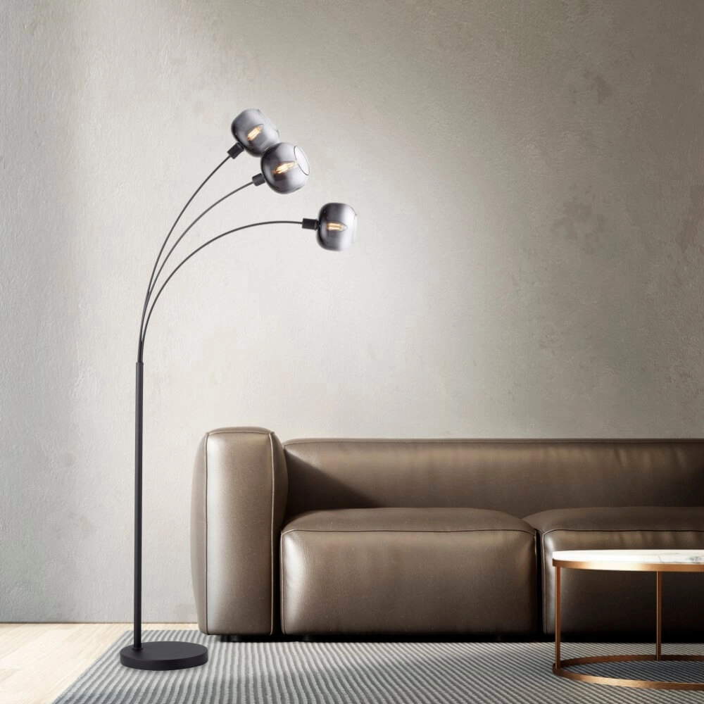 Black floor lamp Zea 3-light Just Light 4043689993764