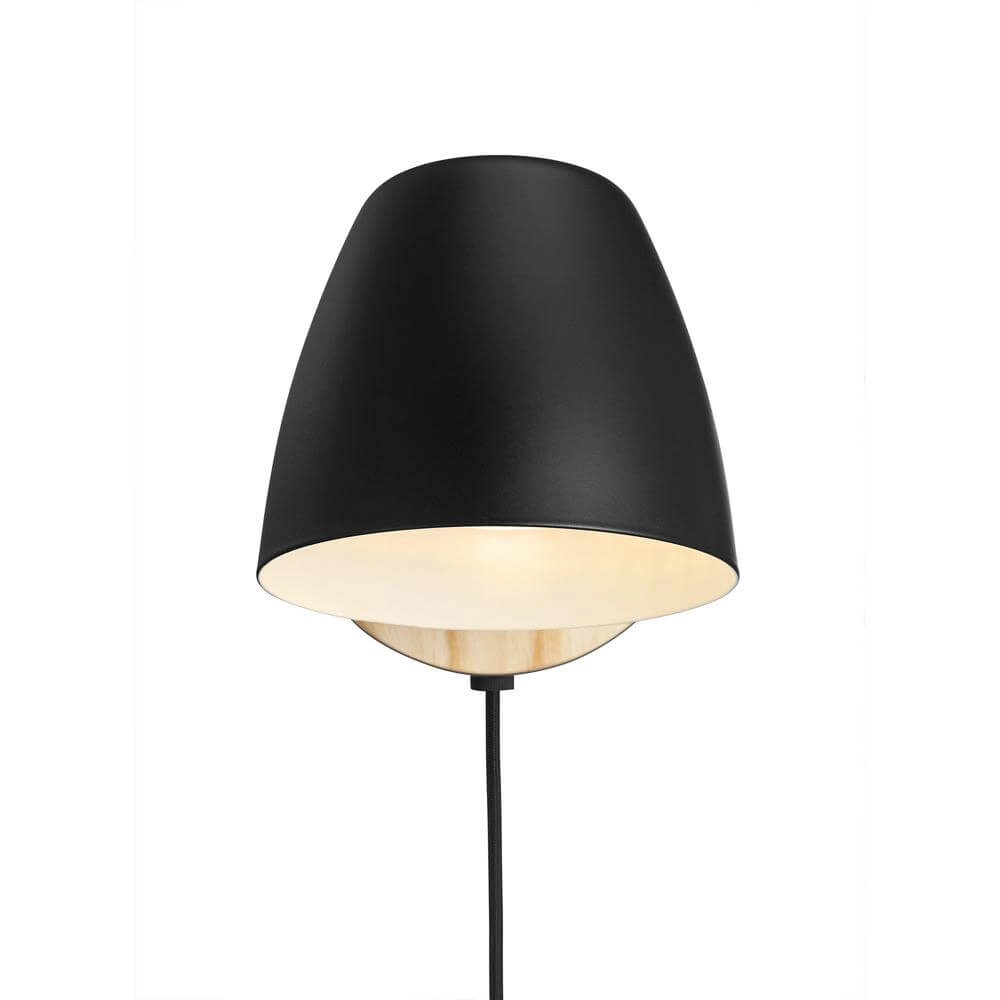 Wall light Theo black with wood Nordlux 5704924005688