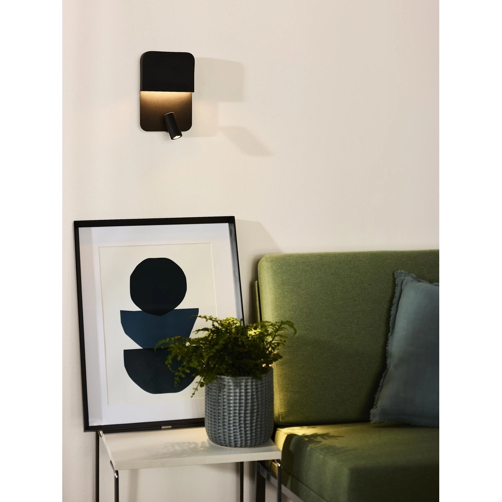 Bedside lamp Boxer black with USB charging point Lucide 5411212791535