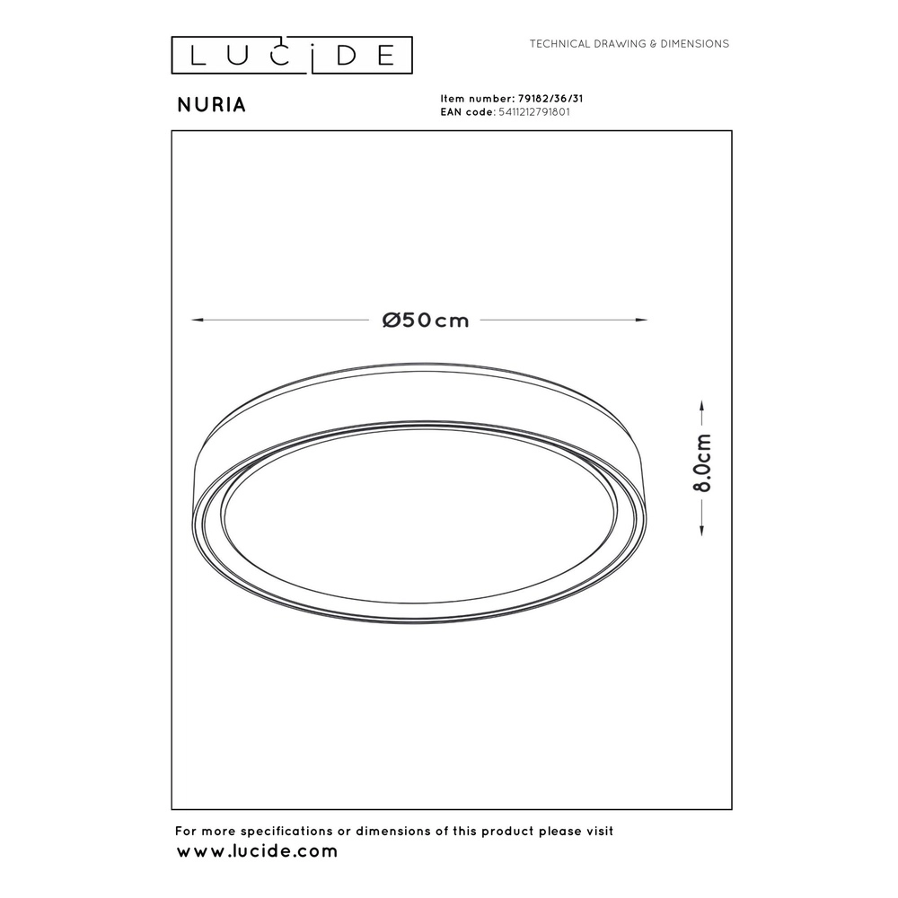 ceiling light Nuria Ø 50cm white Lucide 5411212791801