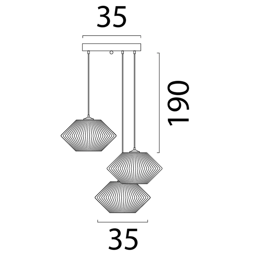 Japandig pendant lamp Bicono 3x Ø35cm Masterlight 8718121352770