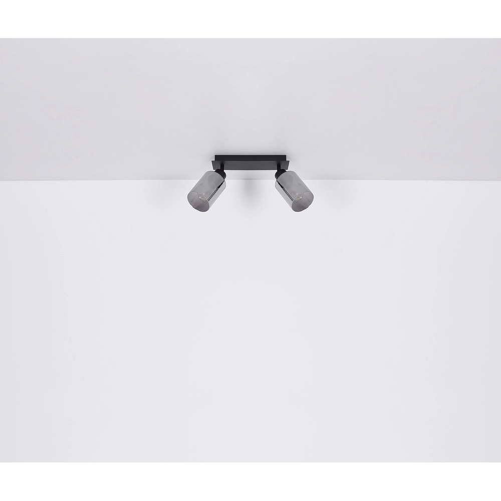 Ceiling lamp Hadera 2-light black with smoke glass Globo 9007371440214