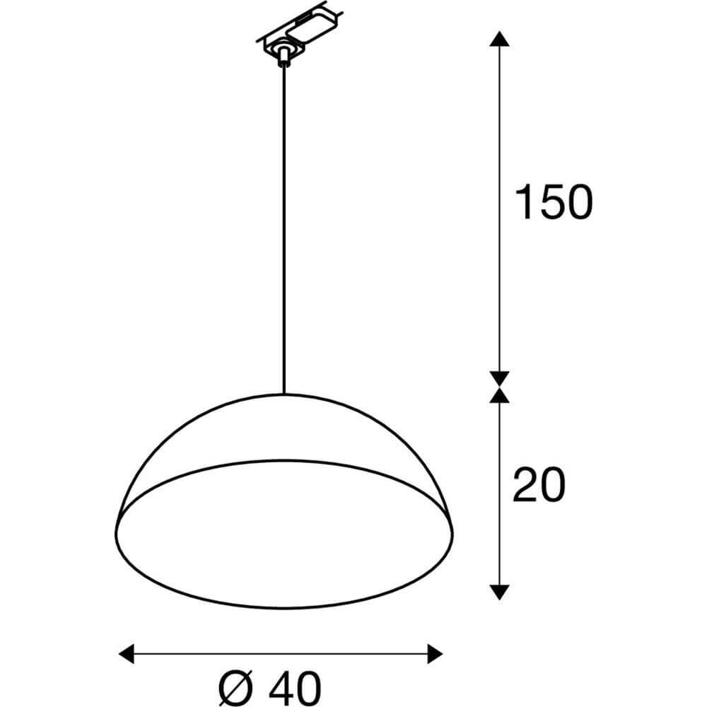 Pendant light for rail Forchini M 40 black 3-phase Ø 40cm SLV 4024163298582