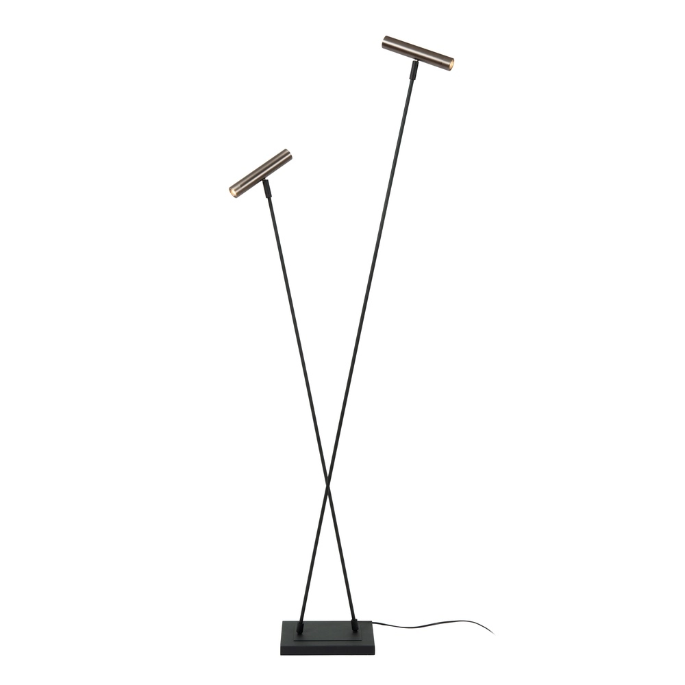 2-light floor lamp Duarte black with metal grey