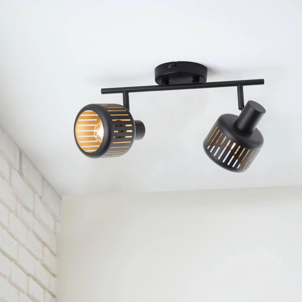 2-light ceiling lamp Tyas black with gold Brilliant 4004353424328