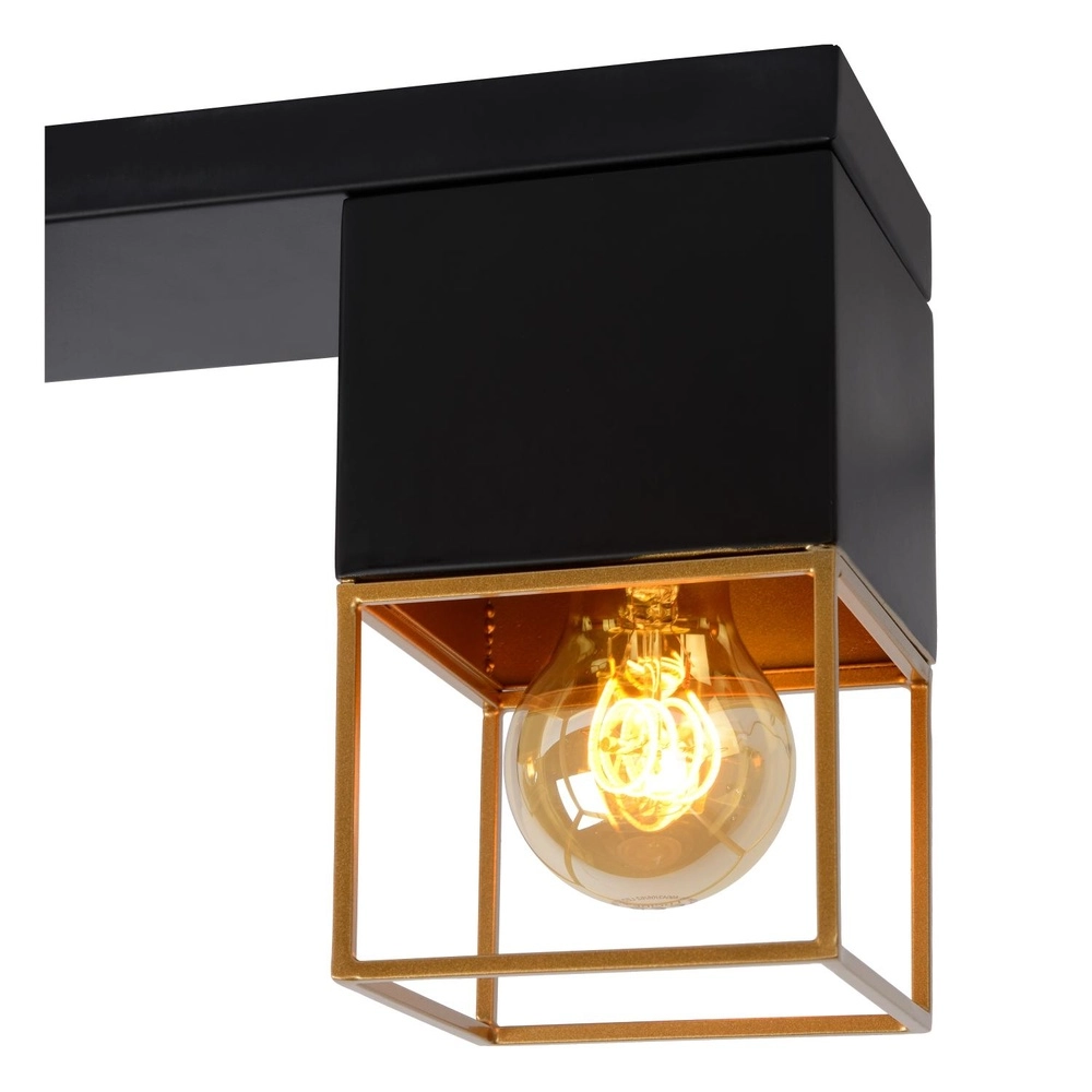 Sleek ceiling lamp Rixt 3-light black with gold Lucide 5411212211064