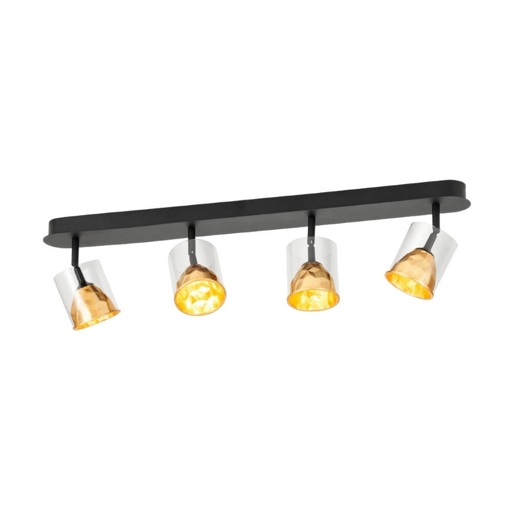 Black ceiling lamp Melito with gold 4-lights Stars of Light 9002759395766