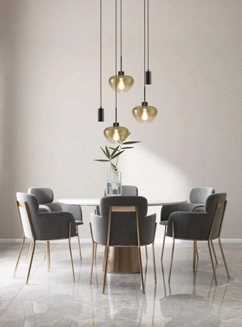 5-light pendant lamp Genua black with 2x gold glass Ø 24cm and 2x pendant Masterlight 8718121357157
