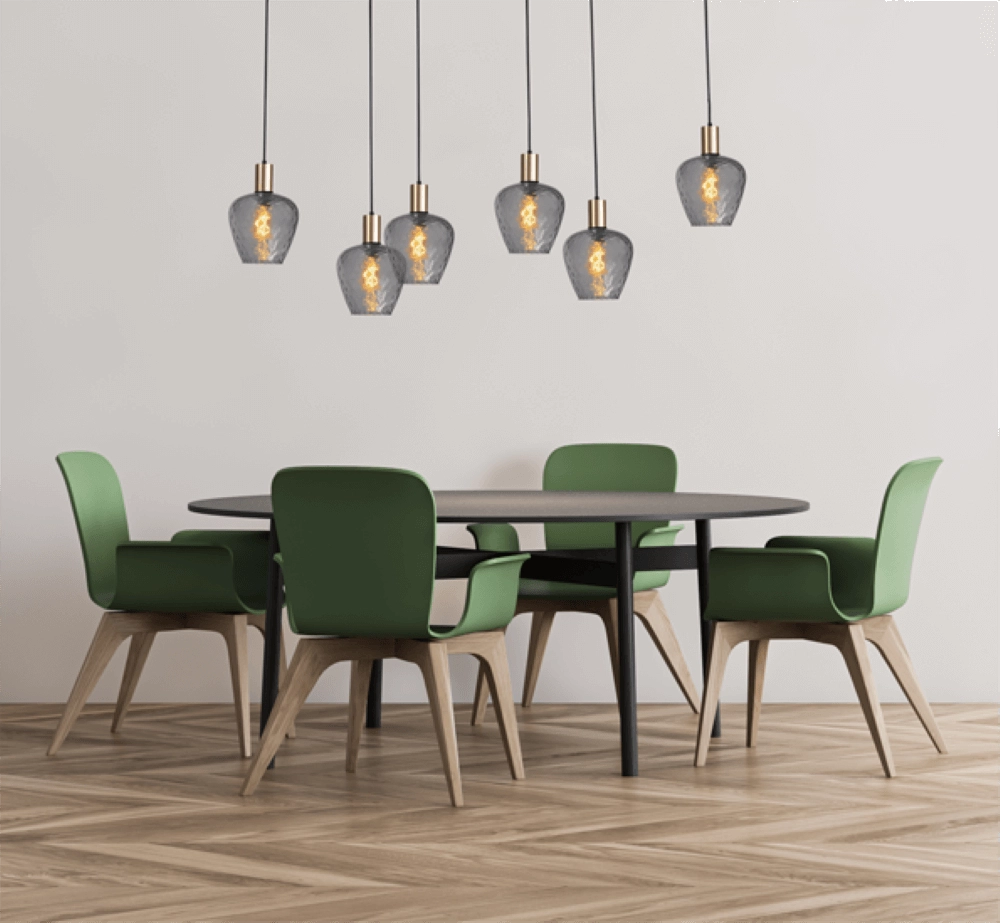 6-light hanging lamp - gold - Porto with Diamond smoke glasses Masterlight 8718121270487
